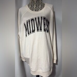 Plus Sz 2X NWT Midwest Scoop Crewneck Sweatshirt Raglan Sleeve Comfy Sweat Shirt